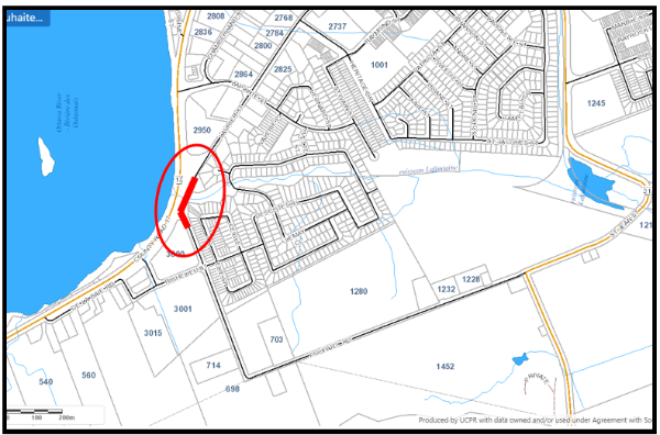 Carte de l'endroit des travaux pour le remplacement du ponceau au ruisseau Fontaine
